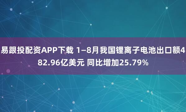 易跟投配资APP下载 1—8月我国锂离子电池出口额482.96亿美元 同比增加25.79%