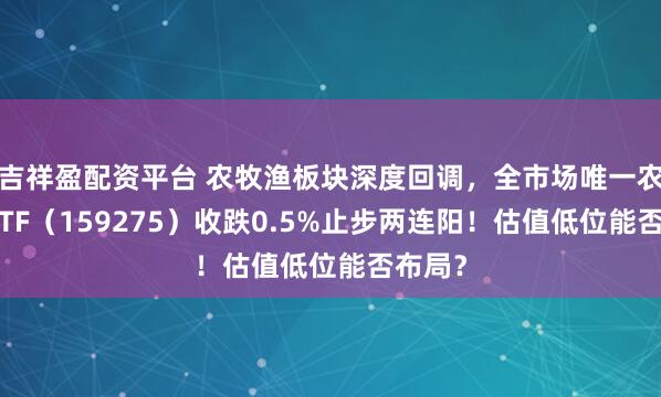 吉祥盈配资平台 农牧渔板块深度回调，全市场唯一农牧渔ETF（159275）收跌0.5%止步两连阳！估值低位能否布局？